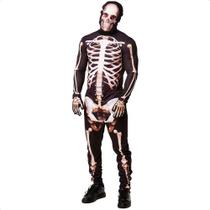 Fantasia de Halloween Adulta Masculino Luxo Esqueleto Com Máscara e Luvas Fantasia de Halloween Adulta Masculino Luxo Esqueleto Com Máscara e Luvas