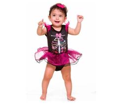 Fantasia De Halloween Baby Menina Esqueleto Caveira