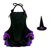 Fantasia de Halloween Bruxa Bebê de Luxo Com Chapéu