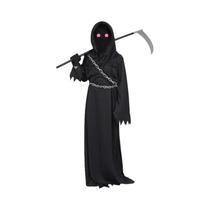 Fantasia De Halloween De Fantasma Com Olhos Vermelhos E Foice Do Ceifador Para Crianças Fantasia De Halloween De Fantasma Com Olhos Vermelhos E Foice Do Ceifador Para Crianças