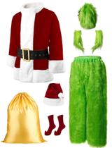 Fantasia de Halloween dgdgcool Papai Noel para homens com 8 peças