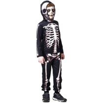Fantasia de Halloween Esqueleto infantil Skull Black Com Capuz