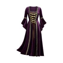 Fantasia De Halloween Feminina Com Manga Longa, Vestido Medieval Vintage De Vampira, Bruxa, Gótico