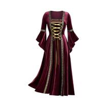 Fantasia De Halloween Feminina Com Manga Longa, Vestido Medieval Vintage De Vampira, Bruxa, Gótico