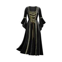 Fantasia De Halloween Feminina Com Manga Longa, Vestido Medieval Vintage De Vampira, Bruxa, Gótico