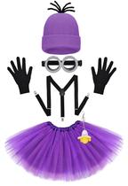 Fantasia de Halloween feminina para adultos, saia tutu, banana, boneca, roxa