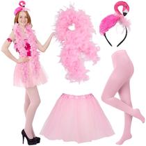 Fantasia de Halloween Flamingo forrada casualmente para mulheres com acessório Fantasia de Halloween Flamingo forrada casualmente para mulheres com acessório