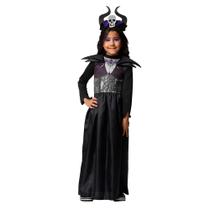 Fantasia de Halloween Infantil Bruxa Wicca Maligna Com Tiara