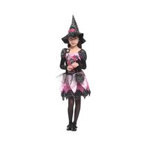 Fantasia De Halloween Infantil De Pequena Bruxa Floral Com Maquiagem E Acessórios Para Performance Fantasia De Halloween Infantil De Pequena Bruxa Floral Com Maquiagem E Acessórios Para Performance