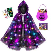 Fantasia de Halloween Jeowoqao Light up Witch Cape Girl de 3 a 6 anos Fantasia de Halloween Jeowoqao Light up Witch Cape Girl de 3 a 6 anos