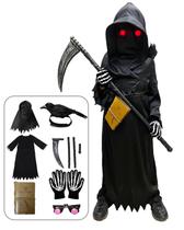 Fantasia de Halloween longpo Grim Reaper para meninos com acessórios Fantasia de Halloween longpo Grim Reaper para meninos com acessórios