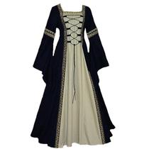 Fantasia De Halloween Medieval Para Mulheres, Vestido Elegante Sem Alças Com Mangas Longas Fantasia De Halloween Medieval Para Mulheres, Vestido Elegante Sem Alças Com Mangas Longas