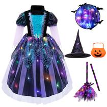 Fantasia de Halloween Meland Witch para meninas com Light Up 4-11 Ye