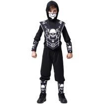 Fantasia de Halloween Ninja Sombrio Infantil Com Balaclava e Bracelete