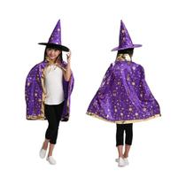 Fantasia De Halloween Para Crianças, Capa De Cetim Com Chapéu, Fantasia De Mago Ou Bruxa Para Festa, Fantasia De Halloween Para Crianças, Capa De Cetim Com Chapéu, Fantasia De Mago Ou Bruxa Para Festa,
