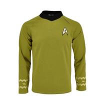 Fantasia De Halloween Para Homens Star Trek TOS, Camisa Dourada Do Capitão Kirk, Uniforme Azul Do