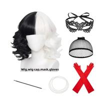 Fantasia De Halloween Para Meninas, Vestido De Cruella Deville Com Macacão Preto De Dálmata, Para Fantasia De Halloween Para Meninas, Vestido De Cruella Deville Com Macacão Preto De Dálmata, Para