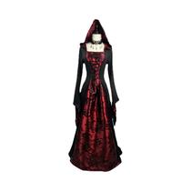 Fantasia De Halloween Para Mulheres, Vestido De Bruxa Gótico Retro Medieval Com Capuz, Cosplay De Fantasia De Halloween Para Mulheres, Vestido De Bruxa Gótico Retro Medieval Com Capuz, Cosplay De
