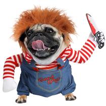 Fantasia de Halloween T2Y Dog Chucky com peruca e faca XS