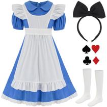 Fantasia de Halloween Vestido de princesa HMPRT com avental para meninas de 8 anos Fantasia de Halloween Vestido de princesa HMPRT com avental para meninas de 8 anos