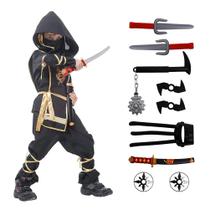 Fantasia de Halloween Xplanet Ninja para meninos com acessórios Fantasia de Halloween Xplanet Ninja para meninos com acessórios
