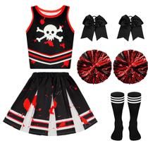 Fantasia de líder de torcida Liitrsh Halloween Cosplay para meninas de 7 a 8 anos Fantasia de líder de torcida Liitrsh Halloween Cosplay para meninas de 7 a 8 anos