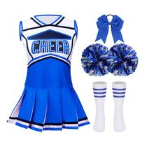 Fantasia de líder de torcida Yolsun Blue Uniform para meninas de 10 a 11 anos Fantasia de líder de torcida Yolsun Blue Uniform para meninas de 10 a 11 anos