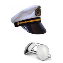 Fantasia de Marinheiro Unisses C/ Quepe e Óculos Espelhado - 2 Peças Fantasia de Marinheiro Unisses C/ Quepe e Óculos Espelhado - 2 Peças