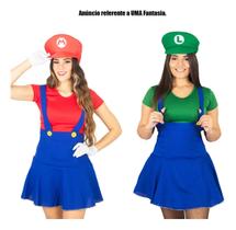 Fantasia de Mario ou Luigi Encanadora Feminino Adulta Bros World