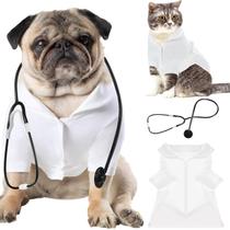 Fantasia de médico para animais de estimação, roupa branca Huhumy com estetoscópio M Fantasia de médico para animais de estimação, roupa branca Huhumy com estetoscópio M
