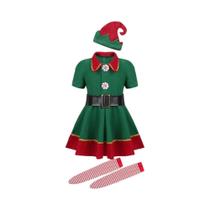 Fantasia De Natal Deluxe Para Crianças Verde E Vermelha, Conjunto De 7 Peças, Traje De Elfo, Calças, Fantasia De Natal Deluxe Para Crianças Verde E Vermelha, Conjunto De 7 Peças, Traje De Elfo, Calças,