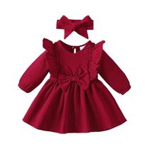 Fantasia De Natal E Ano Novo Para Meninas Bebê, Vestido De Princesa De Manga Longa Em 5 Cores Com
