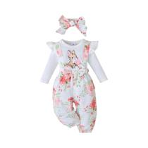 Fantasia De Natal Para Bebês Meninas, 3 Peças, Roupas De Manga Comprida, Macacão Com Alça De Flor,