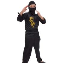 Fantasia de Ninja Infantil Menino Cor Preta Calça e Gorro