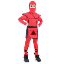 Fantasia de Ninja Infantil Vermelha Longa com Capuz Roupa de Samurai Sulamericana 923112