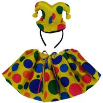 Fantasia De Palhaça Palhacinha Infantil Tiara Saia Tutu