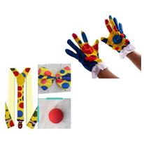 Fantasia de Palhaço C/ Luva Suspensório Gravata E Nariz