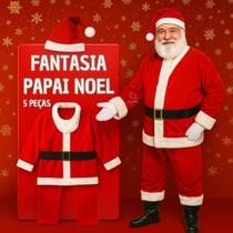 Fantasia de Papai Noel Adulto Natal Roupa Feltro Luxo Veludo 5 Peças Fantasia de Papai Noel Adulto Natal Roupa Feltro Luxo Veludo 5 Peças