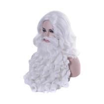 Fantasia De Papai Noel Branca Com Peruca De Mágico E Conjunto De Barba 60cm Seda Deluxe Decoração De