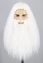 Fantasia de peruca e barba para homens Wizard Cosplay White Long Hair Fantasia de peruca e barba para homens Wizard Cosplay White Long Hair