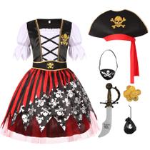 Fantasia de pirata Cuteshower Girls de Halloween de 5 a 7 anos com acesso.