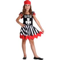 Fantasia de Pirata Esqueleto Infantil de Halloween Com Bandana Fantasia de Pirata Esqueleto Infantil de Halloween Com Bandana