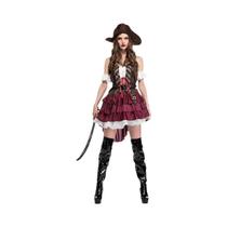 Fantasia de Pirata Feminina Adulta para Halloween, Traje de Capitão Jack para Performance Teatral
