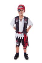 Fantasia De Pirata Infantil, Caribe, Jack Sparrow, Kit 6 Peças Fantasia De Pirata Infantil, Caribe, Jack Sparrow, Kit 6 Peças