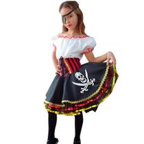 Fantasia de Pirata Infantil Feminina Super Luxo Com Tapa Olho