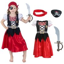 Fantasia de pirata para meninas Rabtero de 3 a 4 anos com acessórios