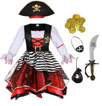 Fantasia de pirata para meninas, vestido Frekuyrt Buccaneer de 5 a 7 anos Fantasia de pirata para meninas, vestido Frekuyrt Buccaneer de 5 a 7 anos
