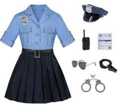 Fantasia de policial Koatobbor Girls Cosplay de 7 a 8 anos Fantasia de policial Koatobbor Girls Cosplay de 7 a 8 anos