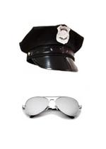 Fantasia de Policial Quepe Preto e Óculos Cosplay Festas Fantasia de Policial Quepe Preto e Óculos Cosplay Festas