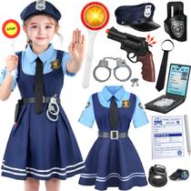 Fantasia de policial YADIYA para crianças, fantasia de policial para meninas para crianças, fantasias de Halloween para meninas e crianças de 3 a 12 anos, uniforme policial para meninas e meninos
